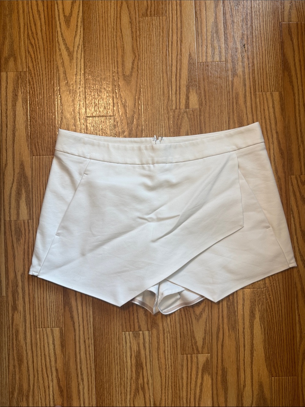 Express White Asymmetrical Wrap Skort Shorts